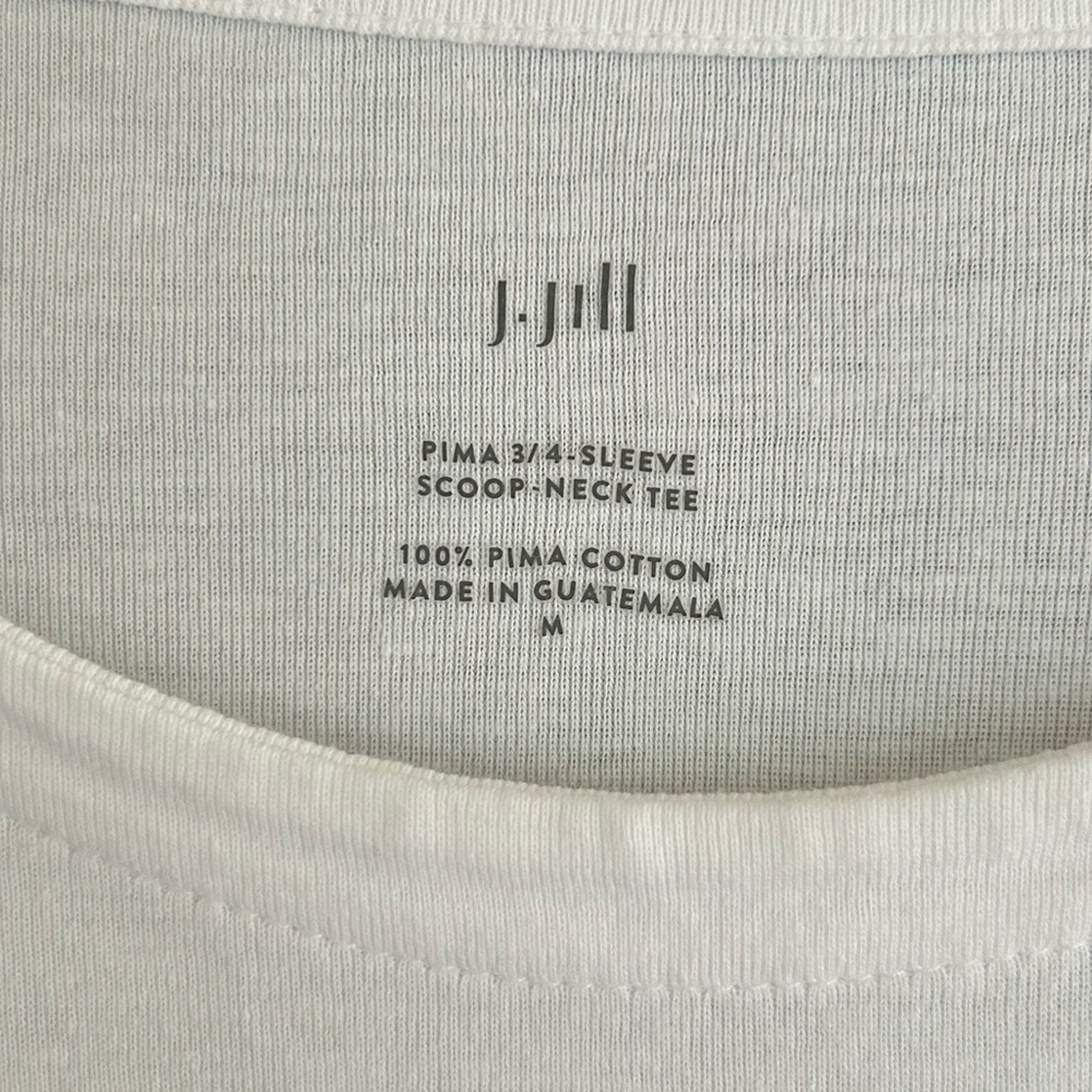 J. Jill White Pima Cotton Scoop Neck 3/4 Sleeve Classic Layering Top | Size M - Picture 2 of 8